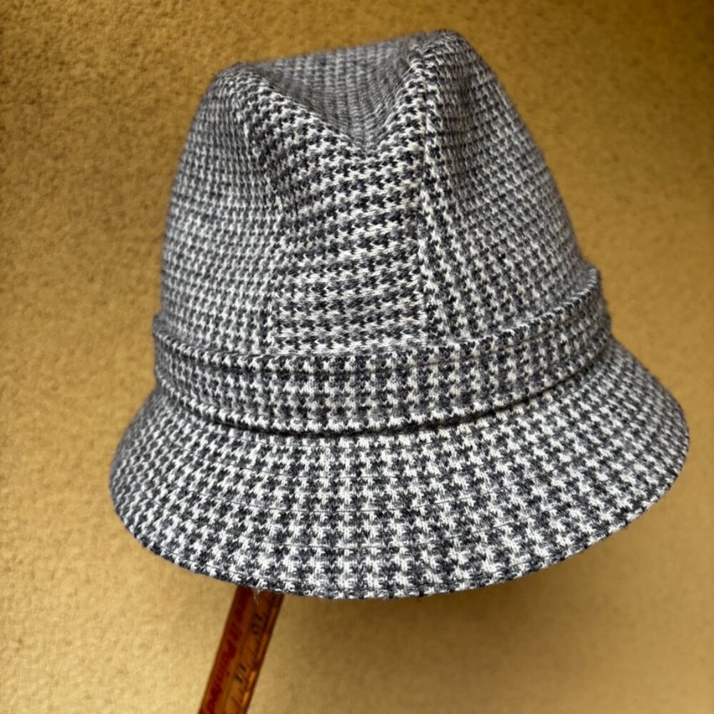 Kangol wool clipper houndstooth hat vintage 70s small grey / white